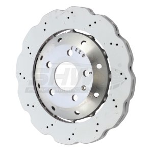Audi RS5 Cabriolet Brake Rotor (1) - Rear - SHW Performance - Drilled-Dimpled Lightweight Wavy - 2015